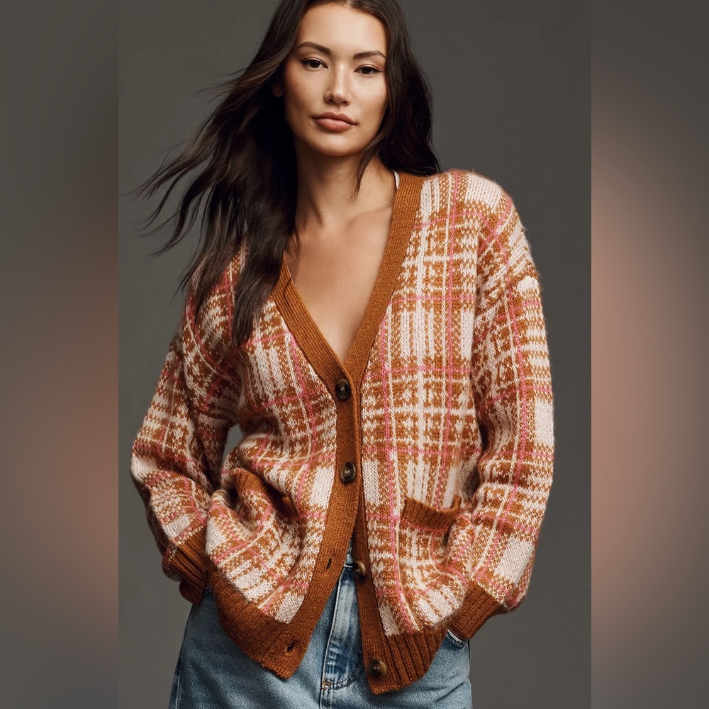 Anthropologie Plaid Cardigan